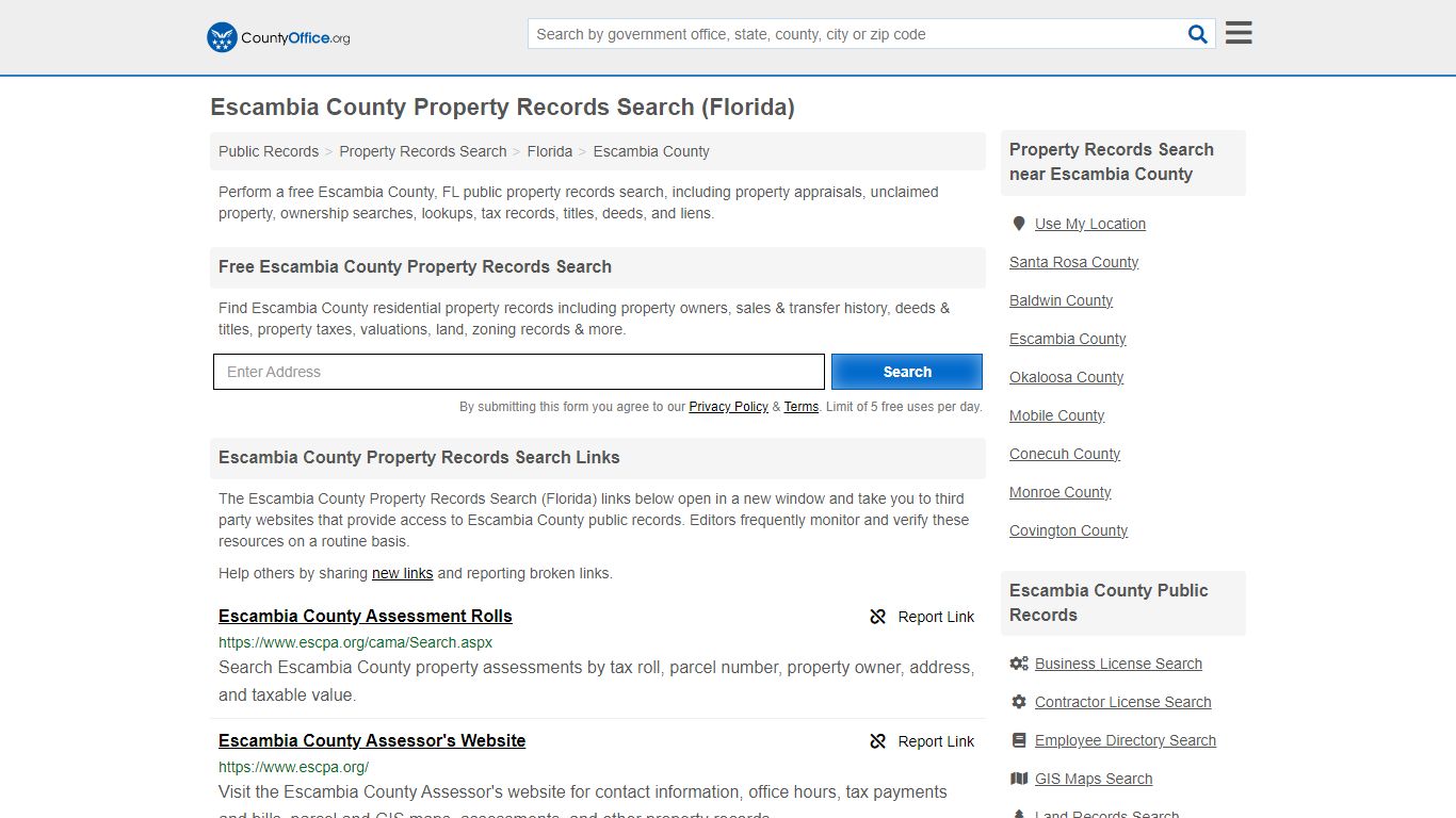 Escambia County Property Records Search (Florida) - County Office